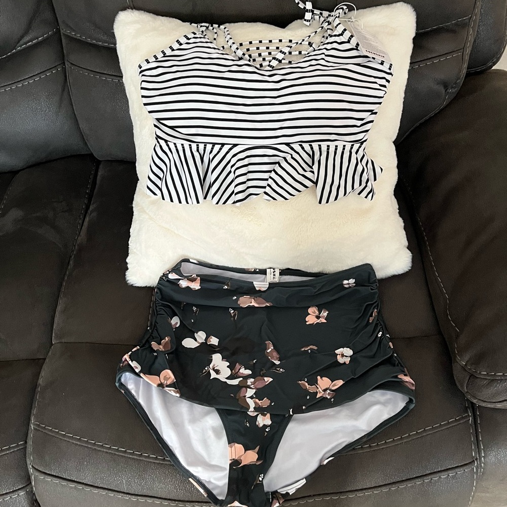 NWT strappy bikini w/ high waisted bottoms